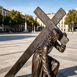 Statue de Jésus-Christ grandeur nature <span class=keywords><strong>en</strong></span> laiton, Simon de Cyrene aidant Jésus à porter la croix, sculpture <span class=keywords><strong>en</strong></span> bronze, statue de Jésus-Christ - Product Image 5