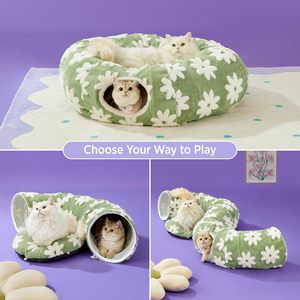 Oem/Odm Milieuvriendelijke Kattentunnel Nest Zachte Doek Boorgat Donut Rolkooi Voor Kattenentertainment Aanpasbare Bedden Voor Huisdieren - Product Image 2