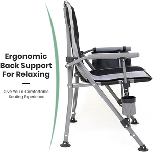 كرسي شاطئ محمول مخصص للنزهات والرحلات الخارجية والتنزه وصيد الأسماك في الحدائق والشواطئ، كرسي تخييم قابل للطي مع حامل أكواب - Product Image 2