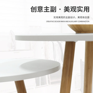 Minimalist bamboo coffee <b>table</b>, simple height and size <b>table</b>, <b>round</b> <b>side</b> <b>table</b> for coffee shop, suitable for <b>small</b> living rooms - Product Image 5