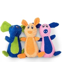 25 Jouets pour chiens en coton durable, résistants à la mastication et qui couinent, en forme d'animaux de dessin animé, en velours côtelé, pour grands chiens