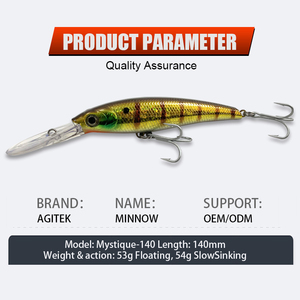 Leurre de pêche au bar de 140 mm 53 g en ABS, <span class=keywords><strong>pour</strong></span> <span class=keywords><strong>la</strong></span> pêche au zander, au brochet, à <span class=keywords><strong>la</strong></span> <span class=keywords><strong>truite</strong></span> et au vairon, flottant, longue portée, jerkbait, <span class=keywords><strong>pour</strong></span> <span class=keywords><strong>la</strong></span> pêche en mer, en bateau et en rivière - Product Image 2