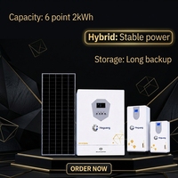 Système de stockage d'énergie solaire hybride 6,2 kW, kit de panneaux solaires en silicium monocristallin pour usage industriel