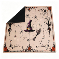 Housse de table de Mahjong Halloween - 33 pouces, 2 mm, polyester, caoutchouc naturel, anti-bruit, jeu de société, motif personnalisé, fournisseur