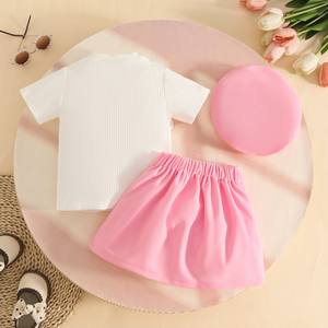 Vêtements pour filles, t-shirt à manches courtes avec fleurs 3D, culottes, ensemble de 2 pièces pour filles, vêtements d'été doux pour enfants - Product Image 6