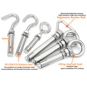 Ooghaken Bevestigingsmiddel <span class=keywords><strong>Heavy</strong></span> <span class=keywords><strong>Duty</strong></span> Oogbouten Roestvrijstalen Muur Betonnen Ankers Schroef Expansiebouten Met Moeren Voor Plafond - Product Image 2