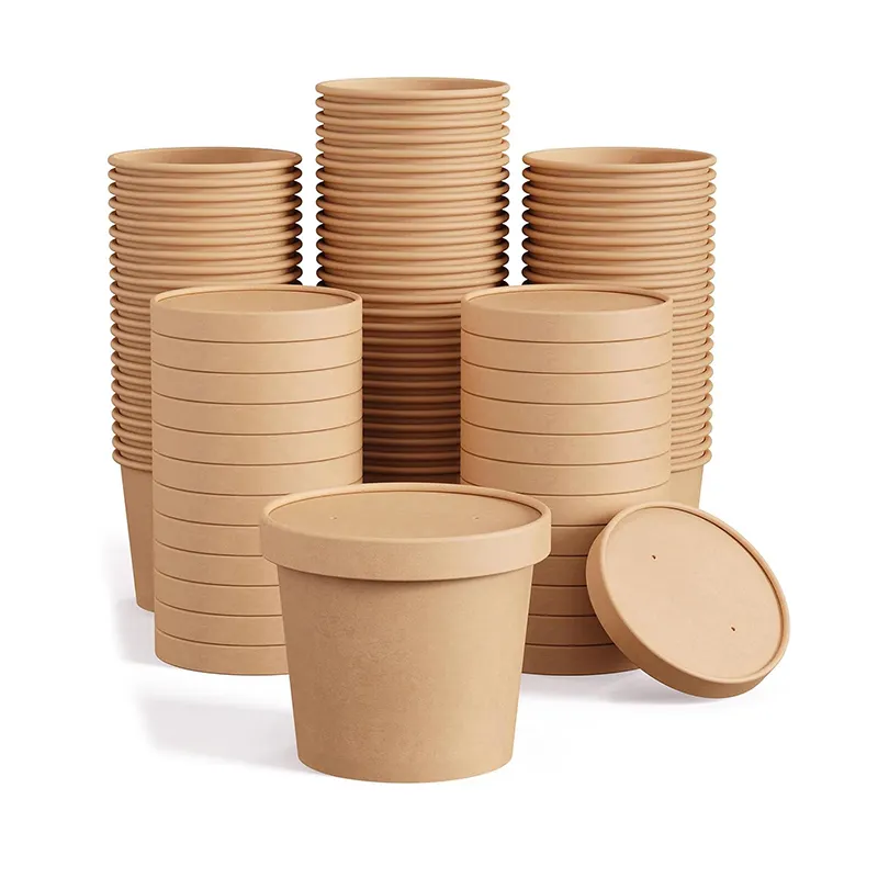 Caja de sushi personalizada de papel Kraft compostable ecológica de gran oferta con tapa