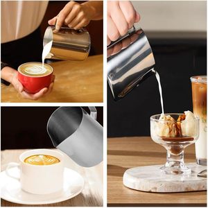 12 OZ & 20 OZ Stainless Steel Eco-Friendly Silver Modern Milk <b>Jug</b> Coffee & Espresso Frothing Pitcher 350ml & 600ml Capacity - Product Image 6