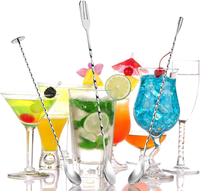 Haute qualité 30cm Bar cuillère à mélanger Cocktail cuillère bâton 12 pouces barre en acier inoxydable longue cuillère avec motif en spirale