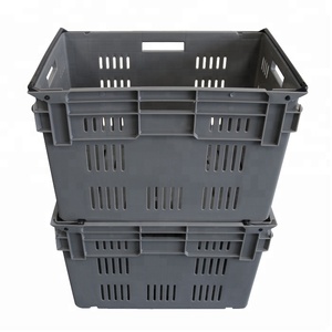 Caja <span class=keywords><strong>de</strong></span> transporte perforada <span class=keywords><strong>de</strong></span> plástico con barras oscilantes, caja <span class=keywords><strong>de</strong></span> almacenamiento con brazo apilable y estable - Product Image 5