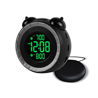 Oreiller numérique moderne en plastique avec alarme vibrante et fonction snooze pour adultes souffrant de perte auditive sévère, avec horloge à écran LCD