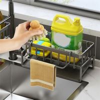 Zelfdrogende staande gootsteenrek met glanzende afwerking, modern, van carbonstaal, voor keuken en badkamer, multifunctioneel, duurzaam, ruimtebesparend