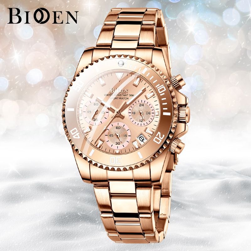 Le migliori donne di marca BIDEN guardano eleganti orologi da donna  orologio da polso in oro rosa moda Casual orologio da donna