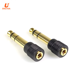 Conector hembra de 3,5mm de doble canal de 3 polos chapado en oro a conector de altavoz Adaptador de Audio de enchufe macho 6,35 - Product Image 4