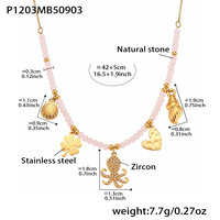 Collar de Piedras Naturales Estilo Bohemio con Colgante de Borla de la Serie Océano con Diamantes