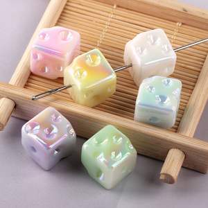 ลูกปัดอะคริลิคแบบหลวมขายส่ง ขนาด 14 มม. ลูกปัดทรงสี่เหลี่ยมชุบสี สำหรับงาน DIY อุปกรณ์เสริมงานฝีมือ บรรจุในถุง OPP - Product Image 3