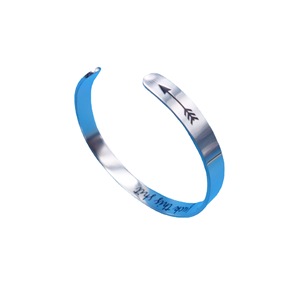 C-Shaped Stainless Steel Bracelets Custom <b>Engraved</b> Couple Jewelry Durable Geometric Design For Wristbands - Product Image 5