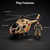 Ensemble de jouets hélicoptère à inertie avec lumière et son, figurine de soldat incluse, pour enfants, jeu de rôle de sauvetage et d'armée, coffret cadeau