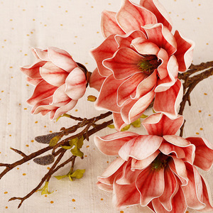 Lotus Magnolia extra large 108 cm, 3 têtes, fleurs artificielles parfumées en plastique PU pour décoration de mariage et de maison - Product Image 2