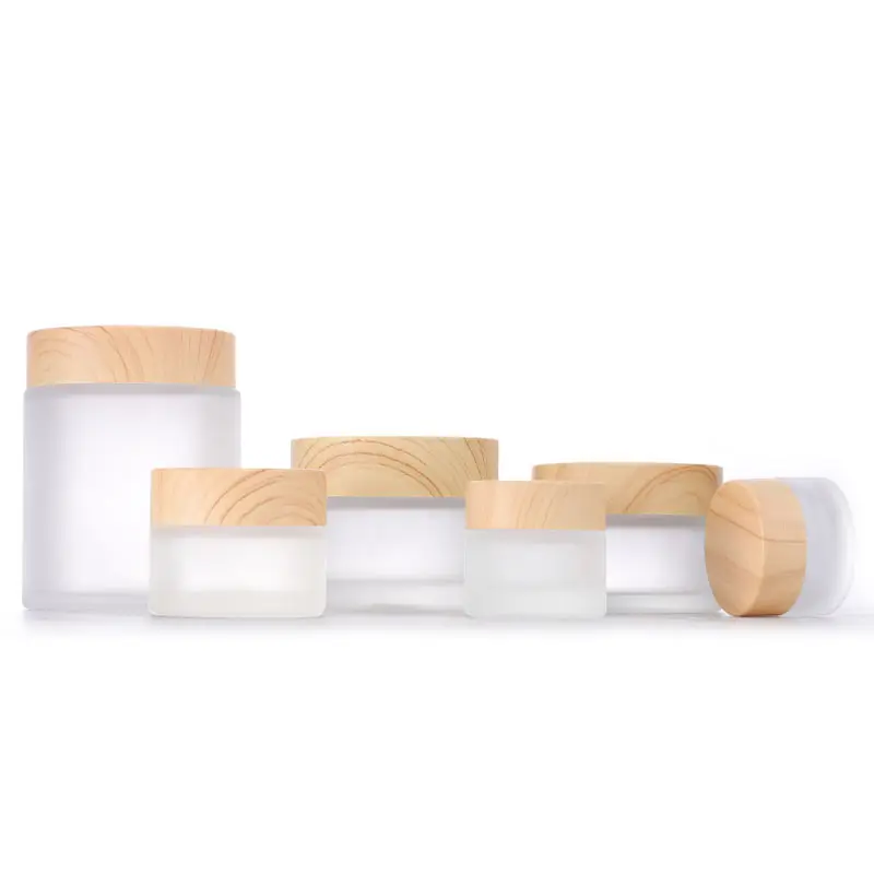 New Arrival Eye Cream Glass Bottle Wood Grain Cap Cosmetics Sub-pack Glass Jars