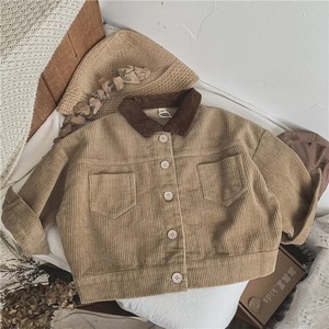 Veste en velours côtelé pour bébé et tout-petit, hiver, col contrasté, boutons sur le devant, poches sur la poitrine, manches longues, douce et chaude, <span class=keywords><strong>manteau</strong></span> pour enfants - Product Image 2