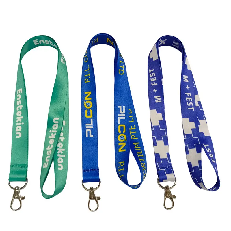 Promotionele Lanyards Op Maat Gemaakte Felle Kleur Sublimatie Warmteoverdracht Afdrukken Sleutelhanger Lanyard Met Id-Kaart Badge Houder