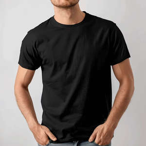 T-shirt en coton de haute qualité, t-shirt personnalisé pour homme, t-shirt uni slim fit noir blanc, haut décontracté pour homme - Product Image 1