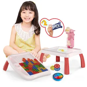 儿童发光二极管投影仪绘画艺术画桌玩具套装棋盘游戏教育玩具互动儿童绘画玩具2024