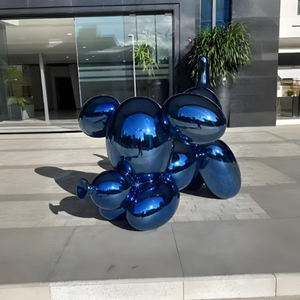 Ukiran anjing balon baja tahan karat tahan lama desain Modern Multi warna kreatif patung batu seni logam taman luar ruangan - Product Image 3