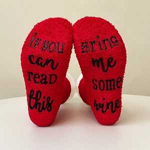 Se riesci a leggere questo vino calzini di cotone spesso calzini da regalo invernali con caratteristica antiscivolo Logo tessuto di natale san valentino - Product Image 6