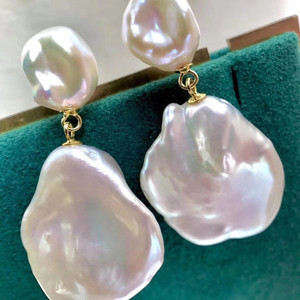 MOQ basso solido argento 925 placcato oro acqua dolce barocco genuine keshi petalo <span class=keywords><strong>orecchini</strong></span> di <span class=keywords><strong>perle</strong></span> - Product Image 1