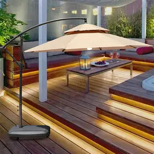 Bán buôn 11 ft nâng cấp cong nhôm bù đắp ô Patio cantilever ô với cát lên cơ sở cho thị trường vườn