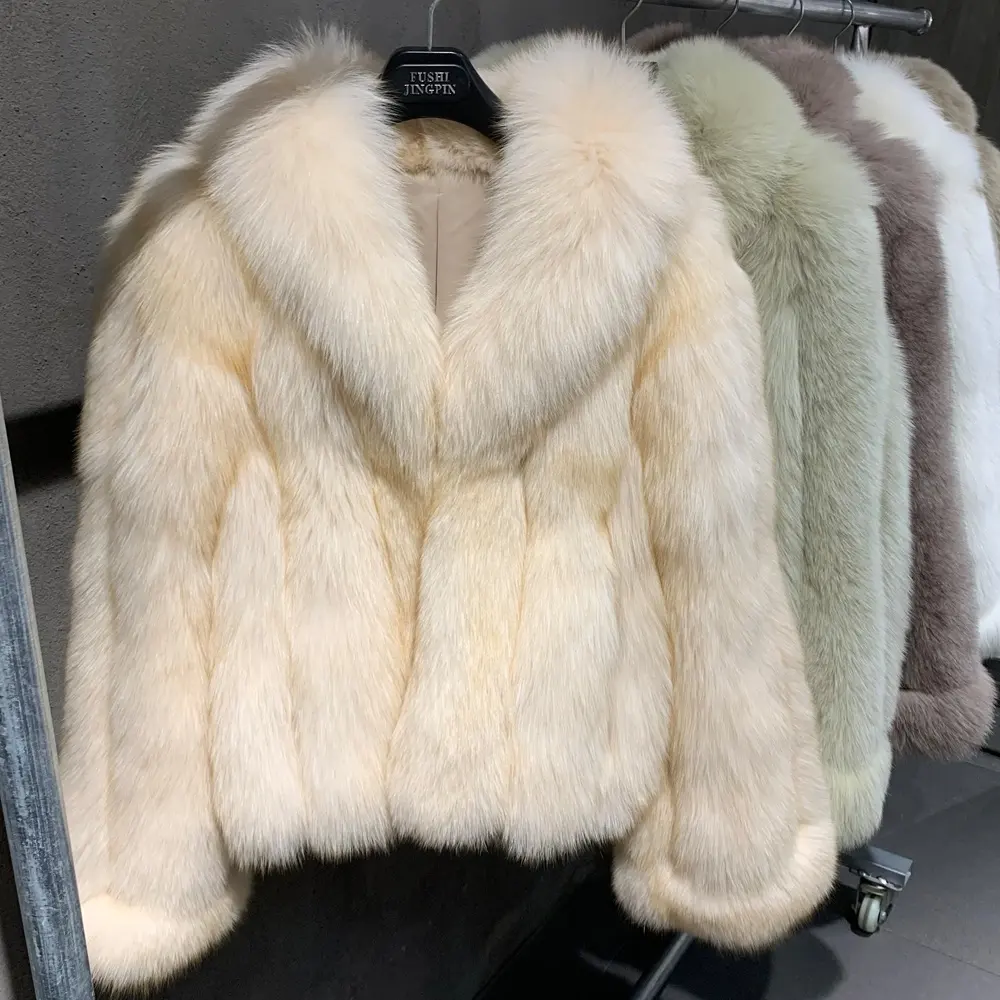 Natural Fur Coat Long Sleeve Ladies Real Fox Fur Jacket Women Fox