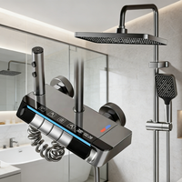 Système de douche de luxe pour la maison, mitigeurs thermostatiques gris anthracite, ensemble de douche à jet de pluie doux avec fonction pause pour hôtels, appartements et salles de bain