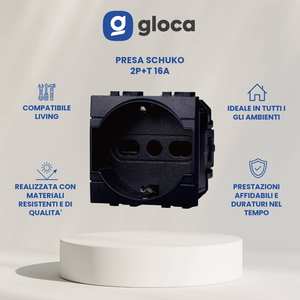 Prises murales Schuko Gloca, lot de 4, 16A 250V, en plastique avec mise à la terre standard, pour la série Living - Product Image 2