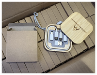 Promo Panas Kotak Kayu Ramah Lingkungan 6 in 1 Kabel Data Multiport USB C Kit Adaptor Pengisi Daya Cepat 60W Kabel Pengisi Daya Ponsel