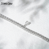 Bracelet tennis unisexe tendance Starsgem, diamant de laboratoire rond brillant de 3,65 ct, 2,4 mm, or blanc 18 carats plaqué rhodium