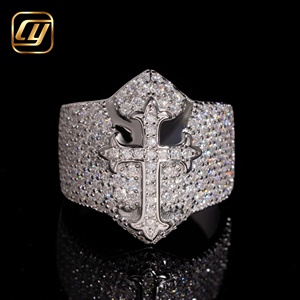 Factory IGI Certified Lab Grown Diamond <b>Cross</b> <b>Ring</b> Full Micro Pave Diamond Jewelry Custom Service 925 <b>Silver</b> <b>Cross</b> Women <b>Ring</b> - Product Image 2