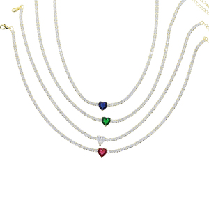 Ghiacciato fuori bling 3 millimetri cz <span class=keywords><strong>tennis</strong></span> catena del <span class=keywords><strong>cuore</strong></span> della cz <span class=keywords><strong>collana</strong></span> in oro per le donne - Product Image 3