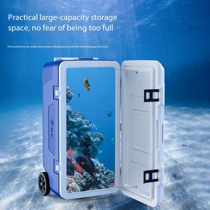 Glacière de pêche isotherme grande capacité avec poignée de transport, roues et fenêtre de visualisation pour la conservation et la congélation de la glace - Product Image 6