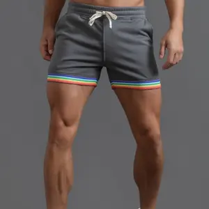 Shorts décontractés arc-en-ciel rayés arc-en-ciel pour hommes Capris Couples grande taille S ~ 4XL Shorts de sport en coton pantalons de survêtement pour hommes à la mode