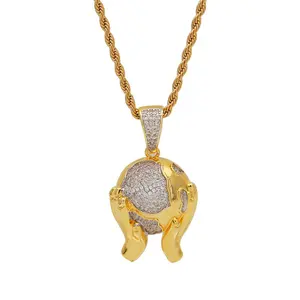 Uomini hip hop Ha Ghiacciato Fuori Del <span class=keywords><strong>Mondo</strong></span> nelle vostre mani terra Ciondoli di diamanti in oro placcato collane all'ingrosso - Product Image 1