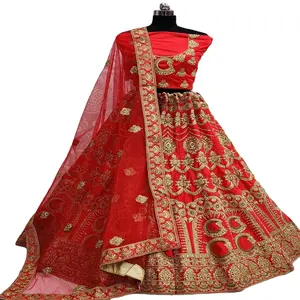 印度穿婚纱女装Lehenga Choli配乔其纱杜帕塔，面向印度全球出口销售