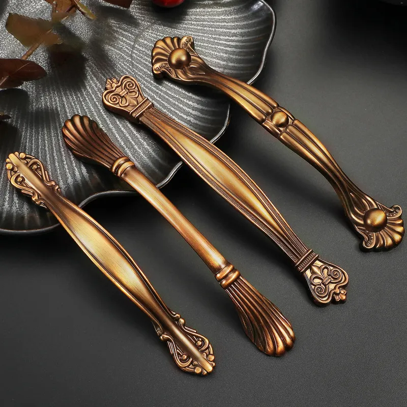 Ally kapı kolu klasik kapı kolları kolu ağır ahşap mutfak dolapları için Modern kolları mutfak donanım altın bronz