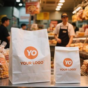 Bolsa de Papel para Envasado de Alimentos con Impresión Offset, Logotipo Personalizado, Reciclable, Bolsa de Papel Plana Estándar, Bolsa de Papel Kraft Clásica con Asas Retorcidas - Product Image 4