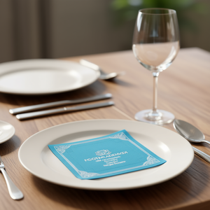 Servilletas de Papel Bordadas Azules Modernas Party Love, 33x33cm, Cuadradas, Duraderas, para Uso en Restaurantes y Cenas, 30 Piezas - Product Image 2