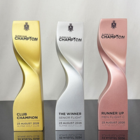 Nouveau trophée en résine or, argent, bronze, personnalisé et gravé, trophée en résine en forme de S