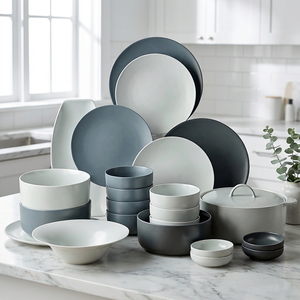 Service de vaisselle réutilisable en porcelaine XINWEE, design nordique, compatible lave-vaisselle et four, avec ustensiles, pour le Festival du Printemps - Product Image 1