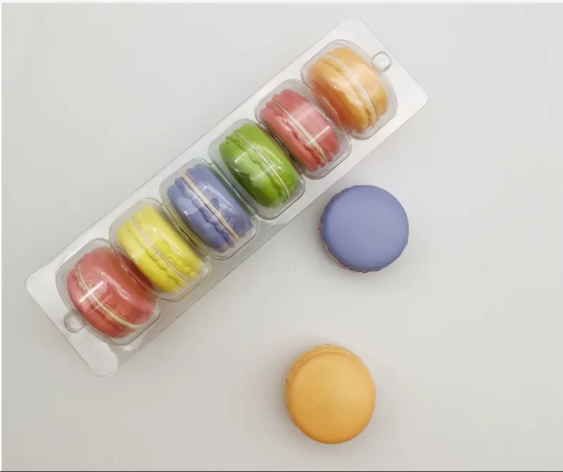 6 cellules chocolat macaron boîte en plastique noël mignon macarons jetables blister plateau clair