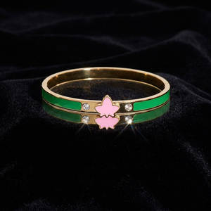 Bracciale braccialetto in acciaio inossidabile edera personalizzato in acciaio inossidabile rosa verde gioiello da <span class=keywords><strong>donna</strong></span> gioiello in smalto acero edera braccialetti braccialetto - Product Image 5